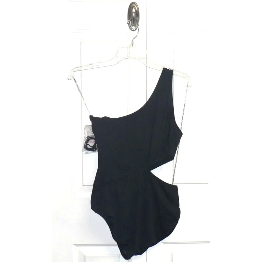 Michael Kors Logo Ring One-Shoulder Side Cutout One Piece Swimsuit Size‎ 10